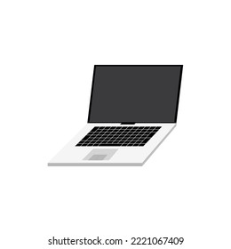 Laptop flat. Mockup modern laptop with blank screen. Opened computer screen with keyboard. Vector illustration.