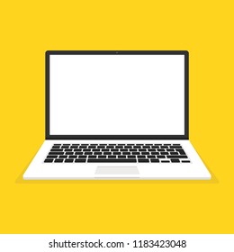 Laptop in flat style. Computer symbol. Vector illustration.