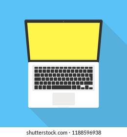 Laptop in flat style. Computer symbol. Vector illustration.