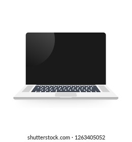 Laptop in flat style. Computer symbol. Vector stock illustration