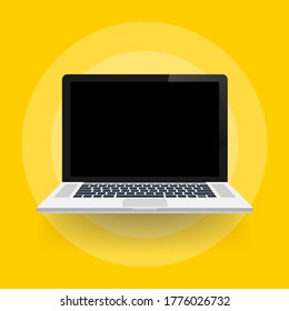 Laptop in flat style. Computer symbol. Vector illustration