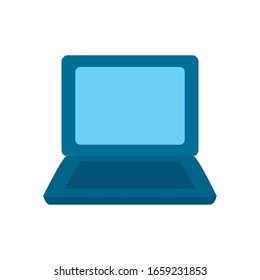 Laptop flat style icon design, Digital technology communication social media internet web and screen theme Vector illustration