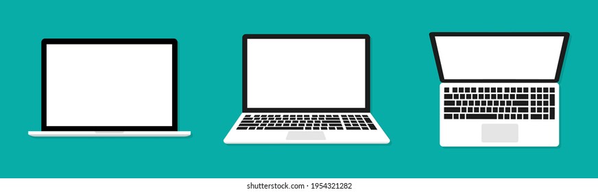 Laptop flat vector icon illustration set
