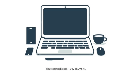 Laptop flat vector icon illustration