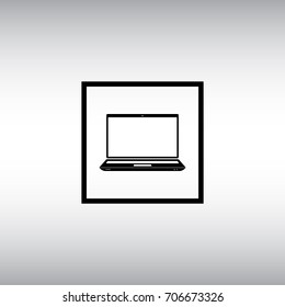 Laptop flat vector icon. Laptop isolated vector sign. Personal computer square button.