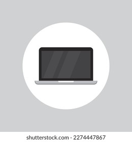 Laptop flat vector icon on gray background