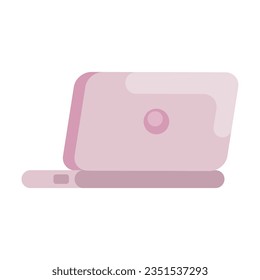 Laptop Flat Vector Illustration. Cute personal laptop icon side back view. Laptop for study, for business, for communication on the Internet and in instant messengers. Icon for websites and mobile app