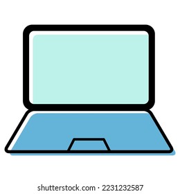 Laptop flat web icon, notebook computer technology symbol , blank display vector illustration .