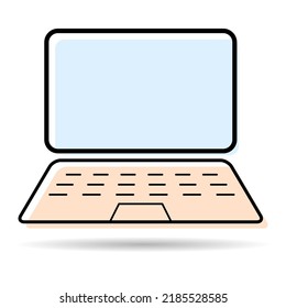 Laptop flat web icon shadow, notebook computer technology symbol , blank display vector illustration .