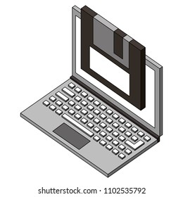 laptop floppy backup information isometric