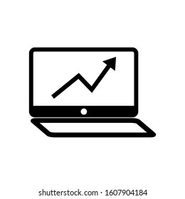 Laptop with flow chart icon in screen, Laptop Vector illustration Isolated on white background