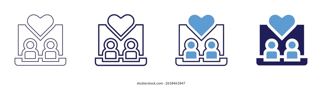 Laptop fold icon in 4 different styles. Thin Line, Line, Bold Line, Duotone. Duotone style. Editable stroke.