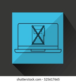 laptop folder archive data protection graphic vector illustration eps 10
