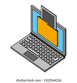 laptop folder file data isometric design