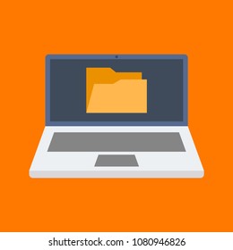 Laptop with folder icon