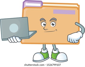 With laptop folder for saving a file document