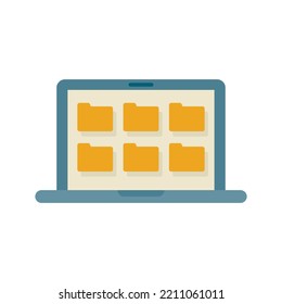 Laptop Folders Doc Icon. Flat Illustration Of Laptop Folders Doc Vector Icon Isolated On White Background