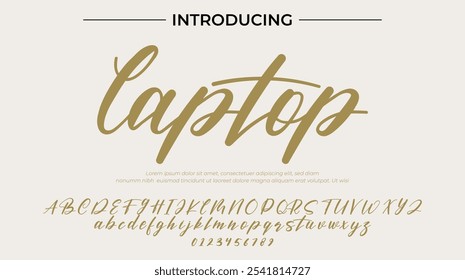 Laptop Font Stylish brush painted an uppercase vector letters, alphabet, typeface