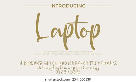 Laptop Font Stylish brush painted an uppercase vector letters, alphabet, typeface