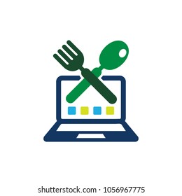 Laptop Food Logo Icon Design