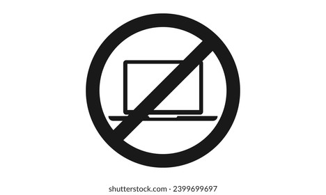 Icono de portátil prohibido. Ilustración plana editable por vector aislado