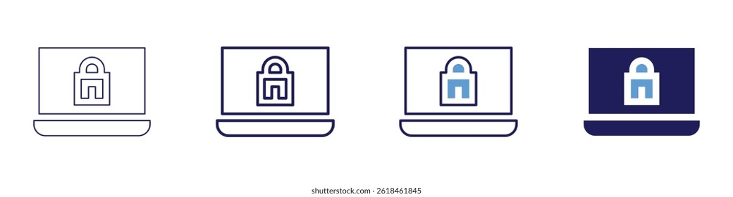 Laptop forecasting icon in 4 different styles. Thin Line, Line, Bold Line, Duotone. Duotone style. Editable stroke.