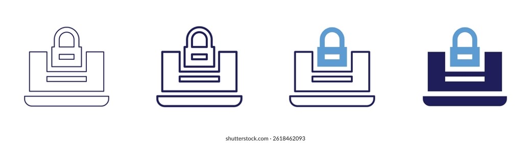 Laptop frame icon in 4 different styles. Thin Line, Line, Bold Line, Duotone. Duotone style. Editable stroke.