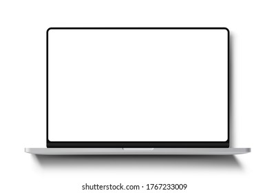 Laptop frameless blank screen template lying on the screen with long shadow - vector eps 10