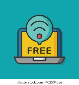 laptop free wireless vector icon