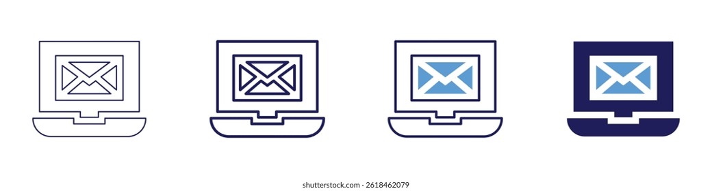 Laptop freelance icon in 4 different styles. Thin Line, Line, Bold Line, Duotone. Duotone style. Editable stroke.