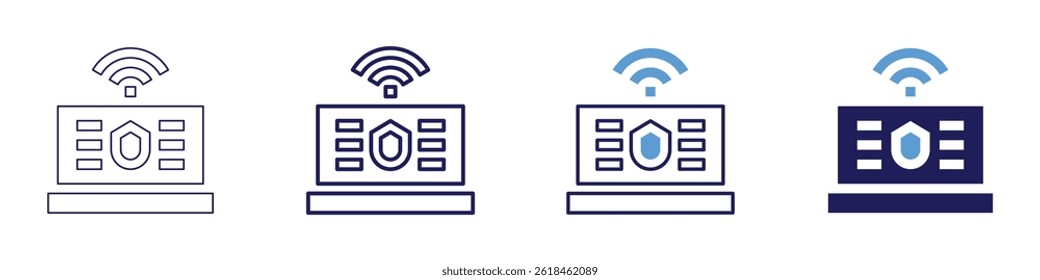 Laptop frequency icon in 4 different styles. Thin Line, Line, Bold Line, Duotone. Duotone style. Editable stroke.