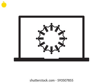 laptop, friends people, icon vector illustration eps10