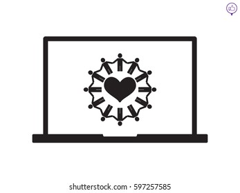 laptop, friends people, icon vector illustration eps10