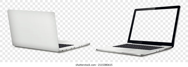 Laptop Front And Back Side Mock Up With Transparent Screen