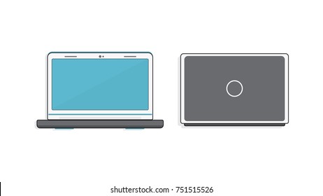 Laptop front and back vector