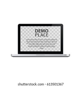 Laptop front mockup isolated. Modern glossy laptop isolated on white vector. Realistic macbook on a white background. Realistic Open Laptop