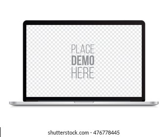 laptop front mockup macbook style  isolated on the white background. Vector illustration.