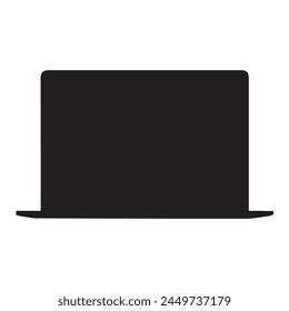 
laptop front silhouette vector icon illustration on white background. 