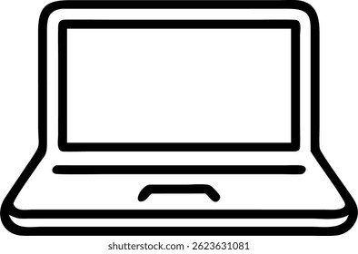 Laptop front view icon outlines vector illustration