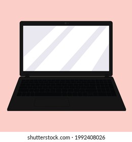 Laptop Front View, Keyboard visible Vector Illustration (Black)