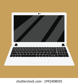Laptop Front View, Keyboard visible Vector Illustration (White)