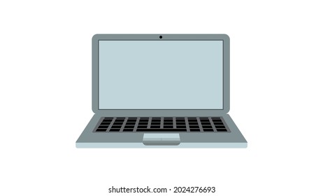 Portátil, vista frontal, sobre un fondo blanco aislado. Ilustración del vector