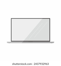 Laptop front view thin slim bezel image vector illustration isolated on white background