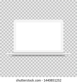 Laptop front view, white mockup isolated. Notebook. Realistic style, Vector illustration - Vector