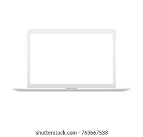 Laptop front view - white mockup isolated. Vector illustration