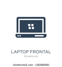 laptop frontal monitor icon vector on white background, laptop frontal monitor trendy filled icons from Technology collection, laptop frontal monitor vector illustration