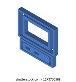 Laptop frontal monitor isometric left top view 3D icon