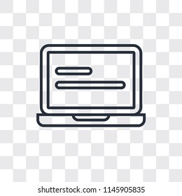 Laptop frontal monitor vector icon isolated on transparent background, Laptop frontal monitor logo concept