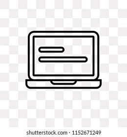 Laptop frontal monitor vector icon isolated on transparent background, Laptop frontal monitor logo concept