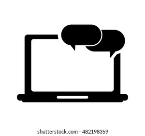 laptop frontview and conversation bubble icon 